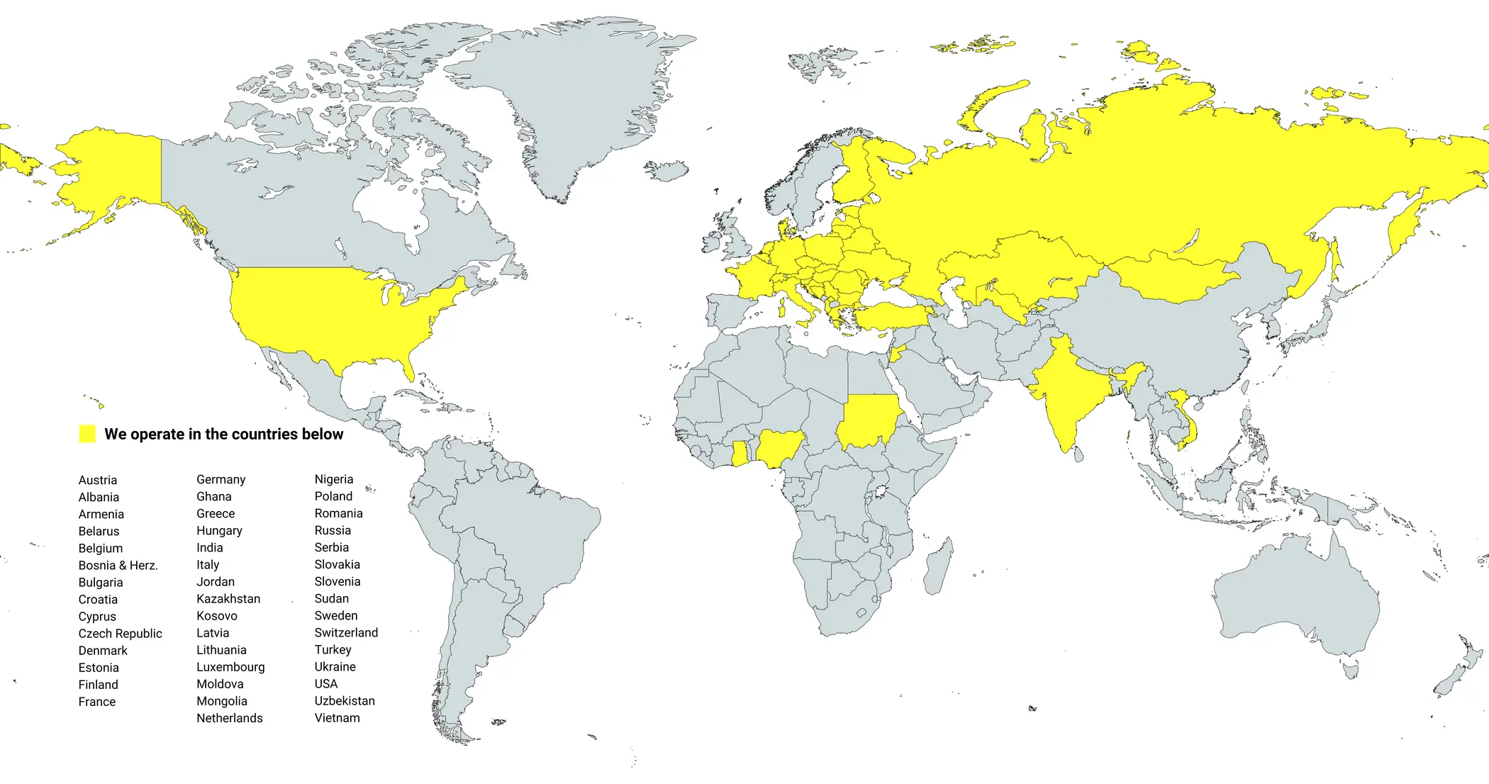 feed formulation software, map of countries with HYBRIMIN's clients