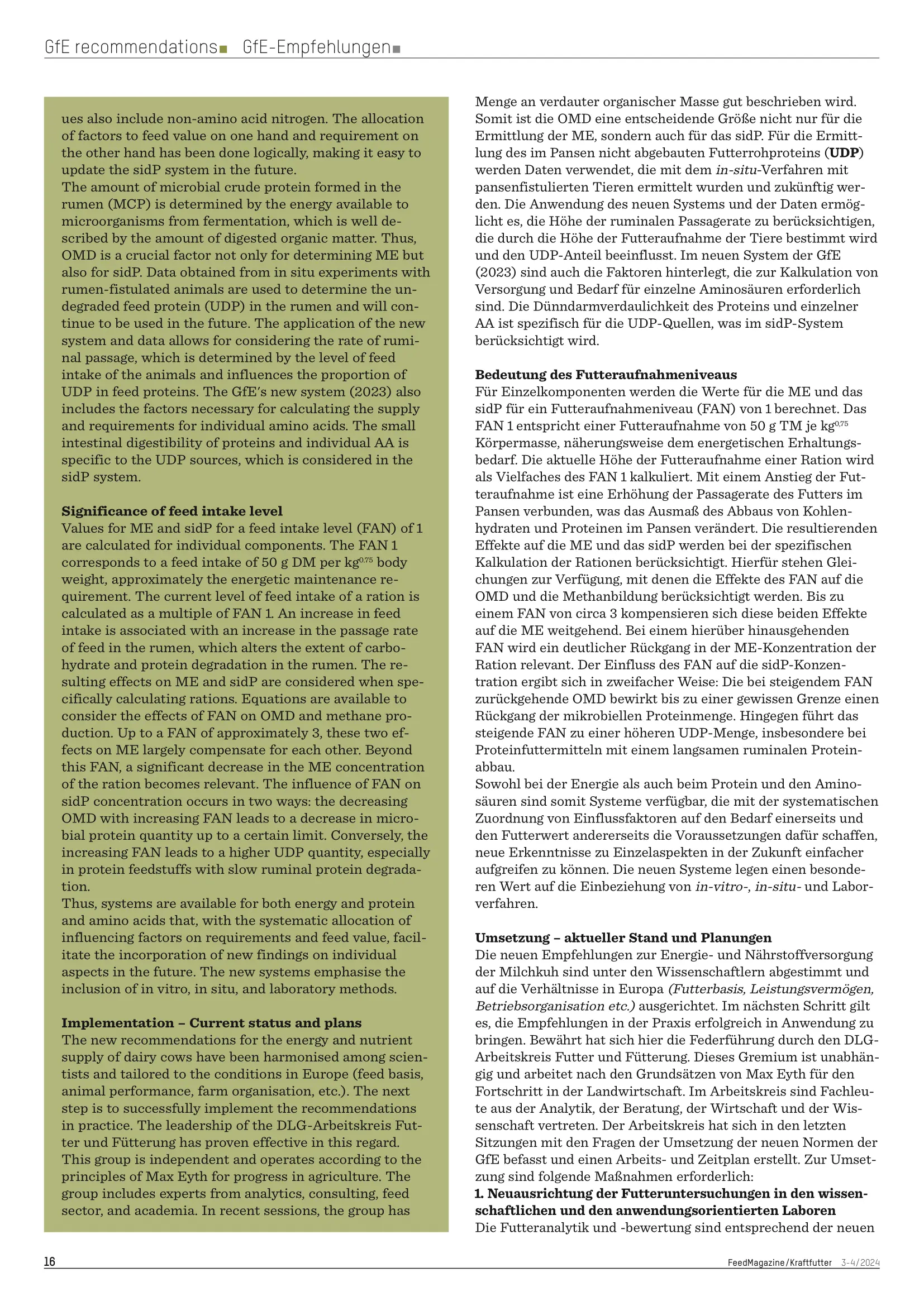 New GfE recommendations for dairy cows, Prof. Dr. Markus Rodehutscord and Prof. Dr. Hubert Spiekers, FeedMagazine, 3-4/2024, page 4