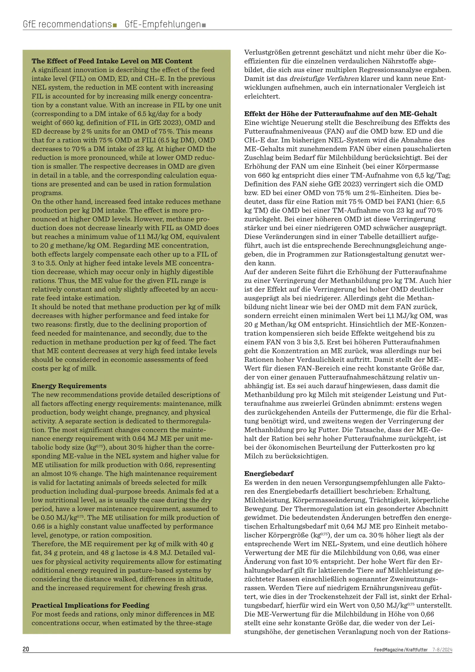 Energy requirements of dairy cows, in FeedMagazine/Kraftfutter 7-8/2024, page 3