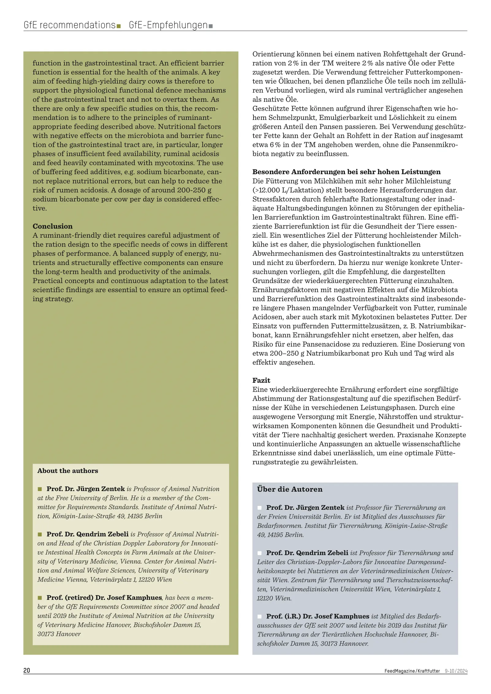Ruminant-appropriate nutrition The peNDF concept and more for dairy cows, FeedMagazine/Kraftfutter 9-10/2024, page 6