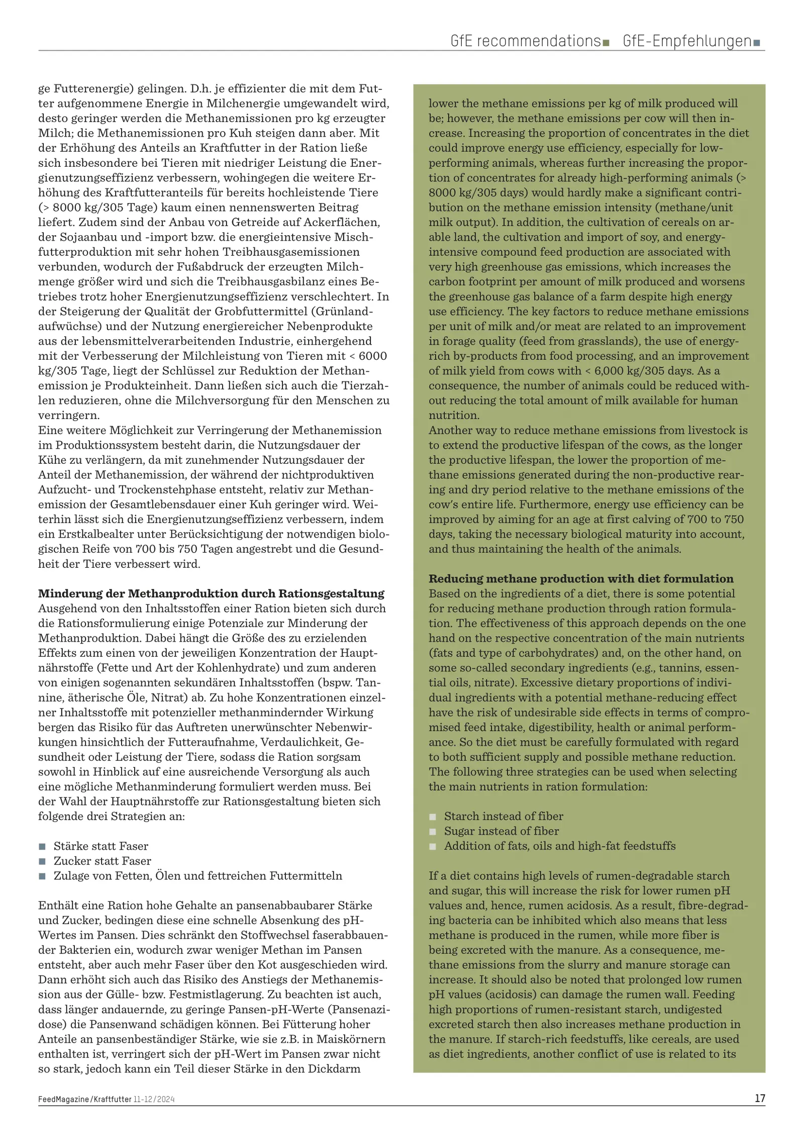 Methane production and feeding, Potential of different feeding strategies varies, FeedMagazine/Kraftfutter 11-12/2024, page 3
