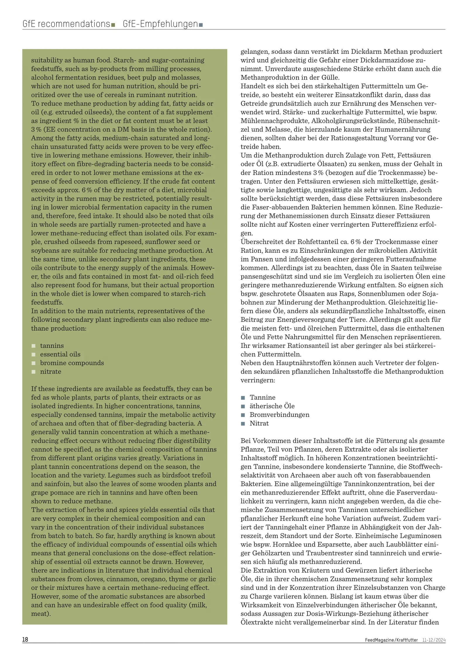 Methane production and feeding, Potential of different feeding strategies varies, FeedMagazine/Kraftfutter 11-12/2024, page 4