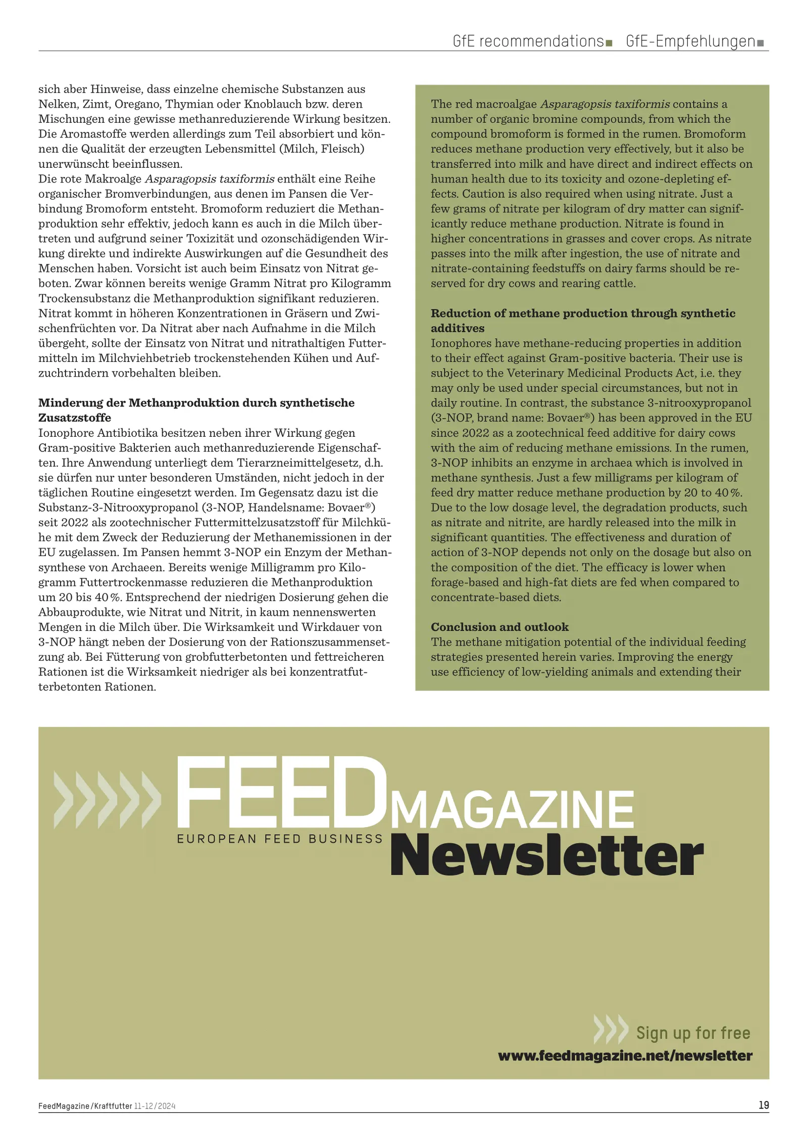 Methane production and feeding, Potential of different feeding strategies varies, FeedMagazine/Kraftfutter 11-12/2024, page 5